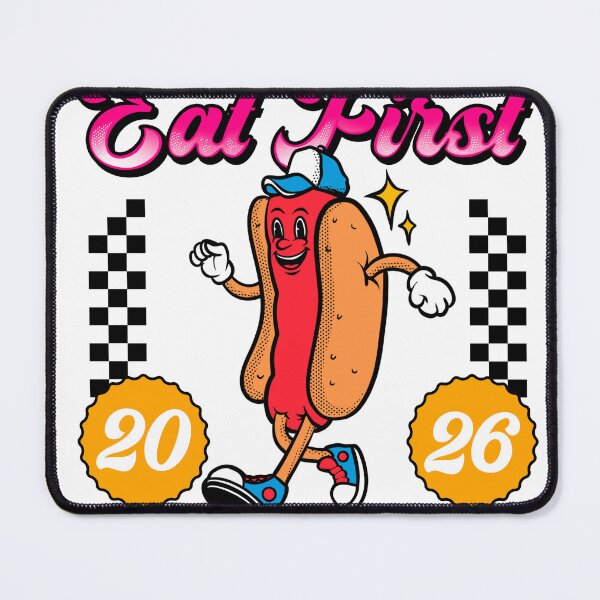Item preview, groovy hotdog food tshirt mascot character designed and sold by sanwr.