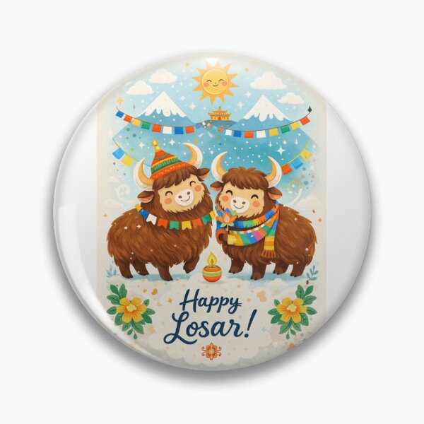 Item preview, Joyful Himalayan Yaks Under Prayer Flags for Tibetan Losar designed and sold by Aryabek.