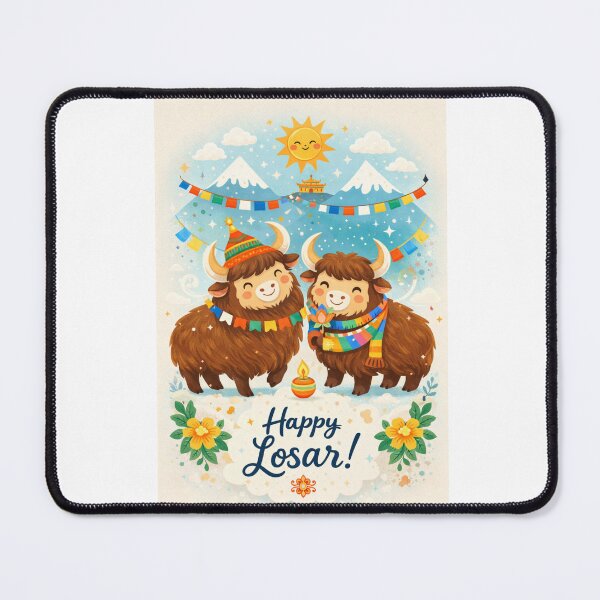 Item preview, Joyful Himalayan Yaks Under Prayer Flags for Tibetan Losar designed and sold by Aryabek.