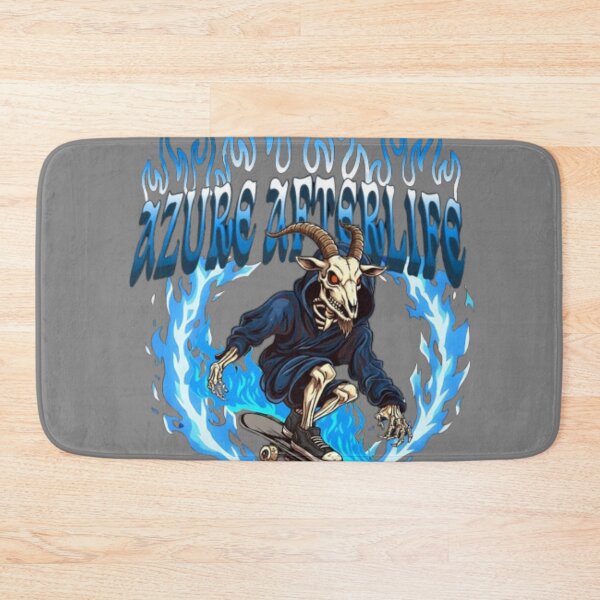 Item preview, Skateboarding Goat Skeleton in Azure Blue Flames designed and sold by Goat.Shop-28.