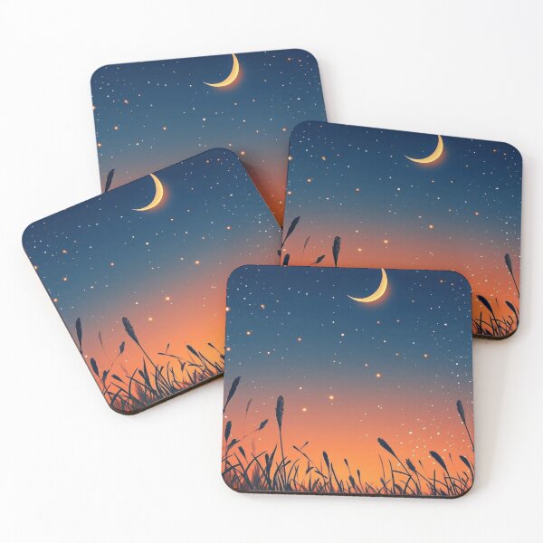 Item preview, Golden Moon & Starry Night Over Grassy Meadow Silhouette designed and sold by Fern & Fable.
