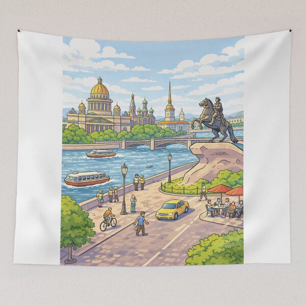 Item preview, Illustration of St. Petersburg – Cathedral and Canals | Modern Classical Art designed and sold by DrizzyV.