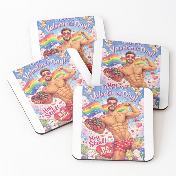 Item preview, Playful LGBTQ Valentine’s Day Greeting with Heart Boxer Hunk designed and sold by Aryabek.