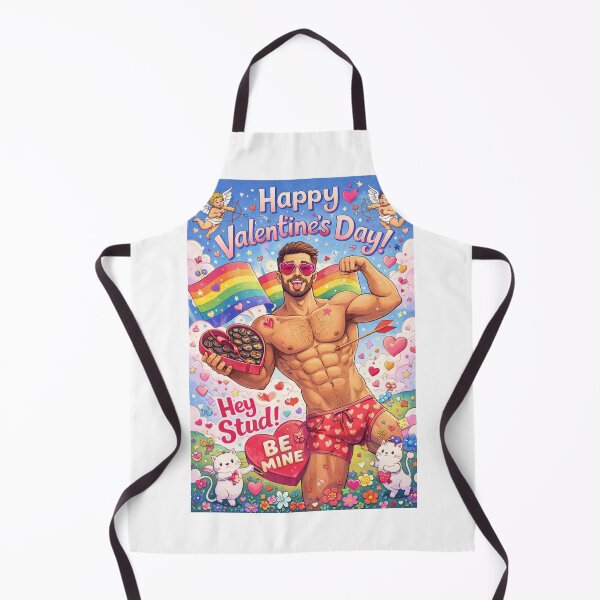 Item preview, Playful LGBTQ Valentine’s Day Greeting with Heart Boxer Hunk designed and sold by Aryabek.