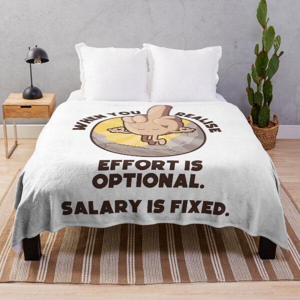 Item preview, Meditating swearing middle finger enlightenment – “When you realise effort is optional, salary is fixed” (UK spelling on light colors) designed and sold by messy-nessie.