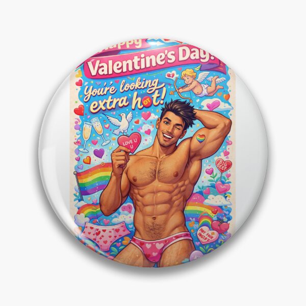 Item preview, Bold Gay Valentine’s Greeting with Sexy Heart-Holding Hunk designed and sold by Aryabek.
