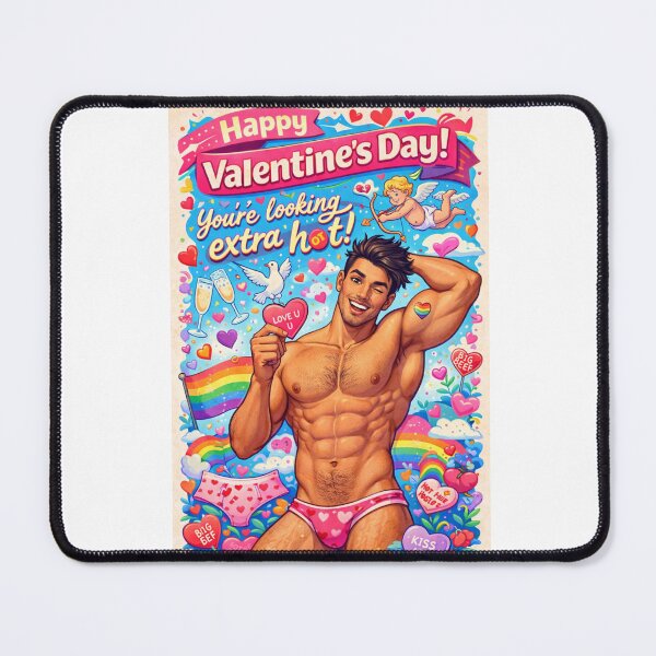 Item preview, Bold Gay Valentine’s Greeting with Sexy Heart-Holding Hunk designed and sold by Aryabek.