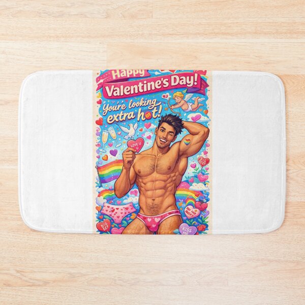 Item preview, Bold Gay Valentine’s Greeting with Sexy Heart-Holding Hunk designed and sold by Aryabek.