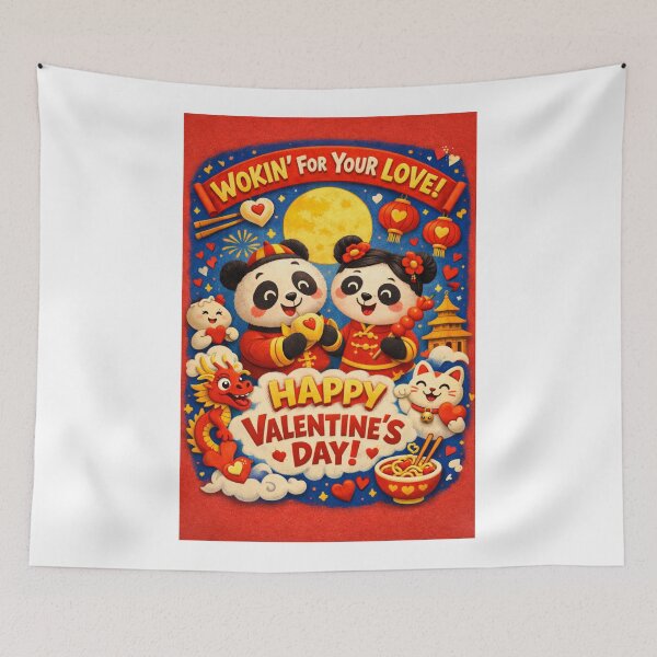 Item preview, Cute Panda Couple Celebrating Valentine's Day with Lunar Love and Lanterns designed and sold by Aryabek.
