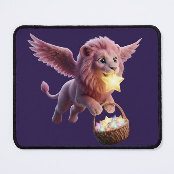 Item preview, Cute Pink Winged Lion Collecting Magic Stars designed and sold by PixMoody.