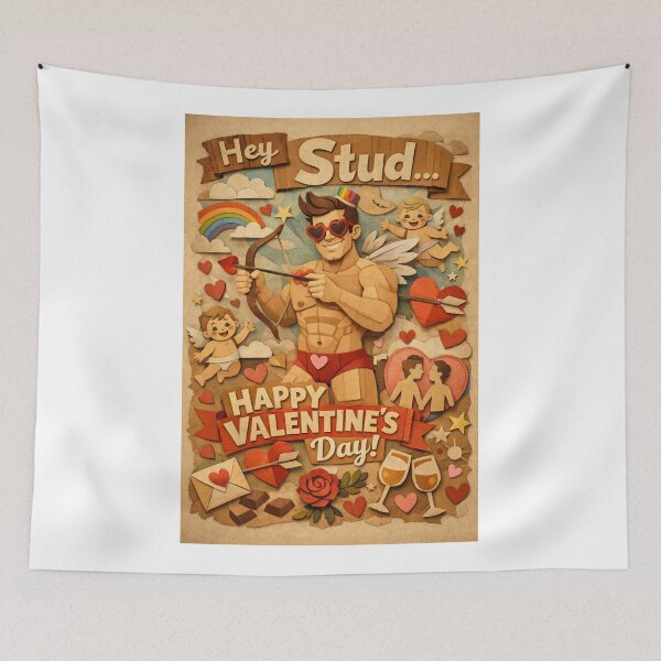 Item preview, Woodcut Style Valentine Cupid with Pride and Romance designed and sold by Aryabek.