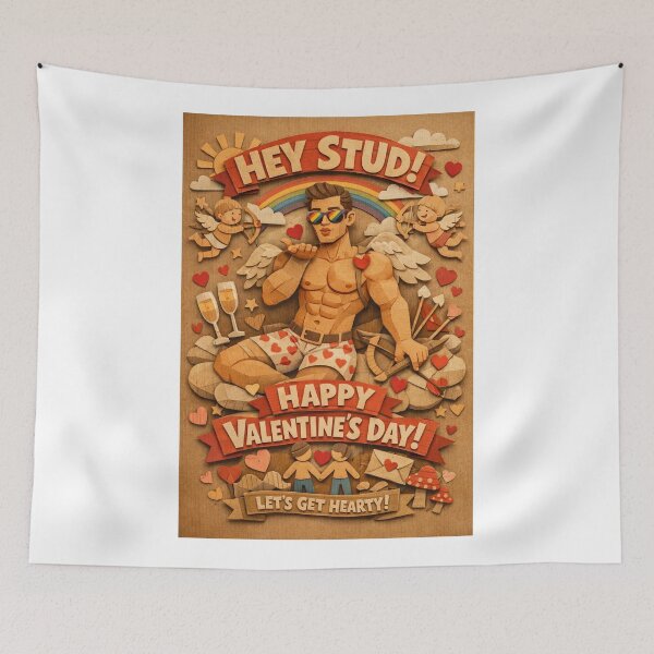 Item preview, Rainbow Pride Valentine Cupid Blowing Kisses with Heart designed and sold by Aryabek.