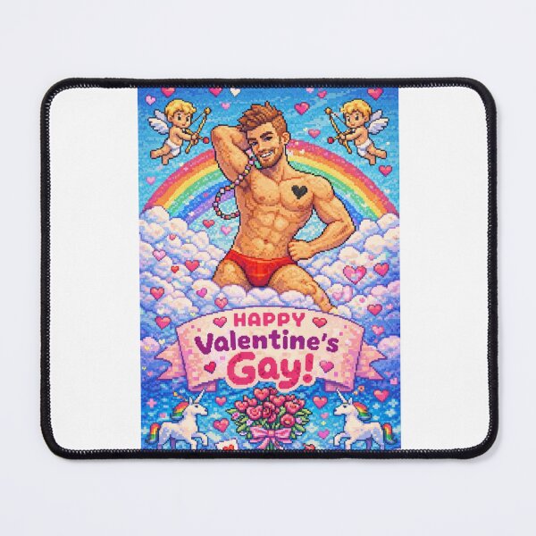 Item preview, Pixel Gay Valentine with Rainbow Unicorns and Heart Emoji Love designed and sold by Aryabek.