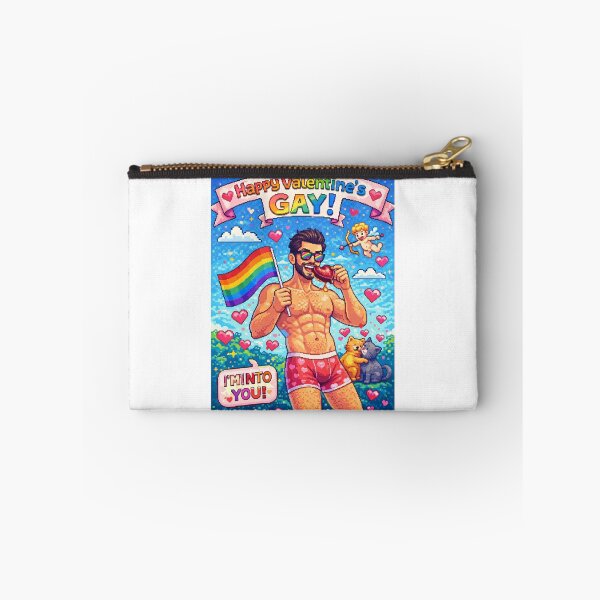 Item preview, Gay Pixel Valentine with Rainbow Flag and Sweetheart Cats designed and sold by Aryabek.