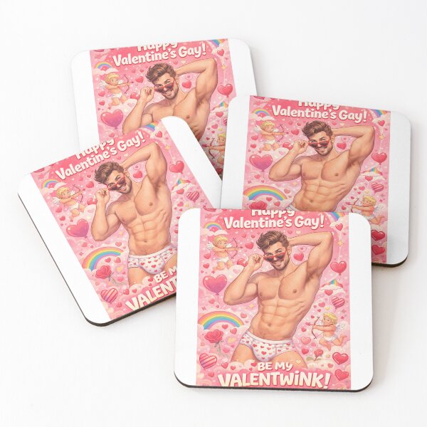 Item preview, ValenTwink Gay Valentine with Rainbow Hearts and Cupid Kisses designed and sold by Aryabek.