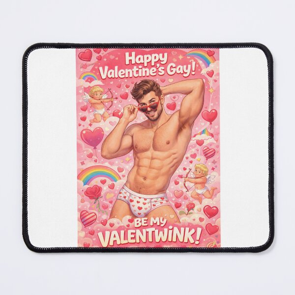 Item preview, ValenTwink Gay Valentine with Rainbow Hearts and Cupid Kisses designed and sold by Aryabek.