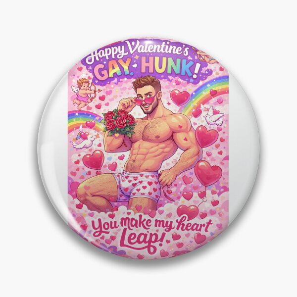 Item preview, Gay Hunk Valentine with Rainbow, Roses and Flirty Heart Message designed and sold by Aryabek.