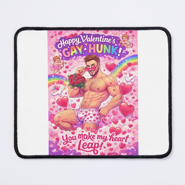 Item preview, Gay Hunk Valentine with Rainbow, Roses and Flirty Heart Message designed and sold by Aryabek.