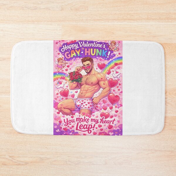 Item preview, Gay Hunk Valentine with Rainbow, Roses and Flirty Heart Message designed and sold by Aryabek.