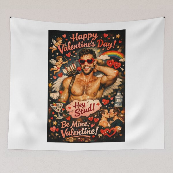 Item preview, Hey Stud! Pride Cupid Valentine with Heart Sunglasses and Rainbow Romance designed and sold by Aryabek.