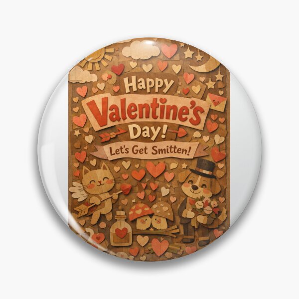 Item preview, Let’s Get Smitten! Paper Cut Valentine's Day with Cat Cupid and Mushroom Lovebirds designed and sold by Aryabek.