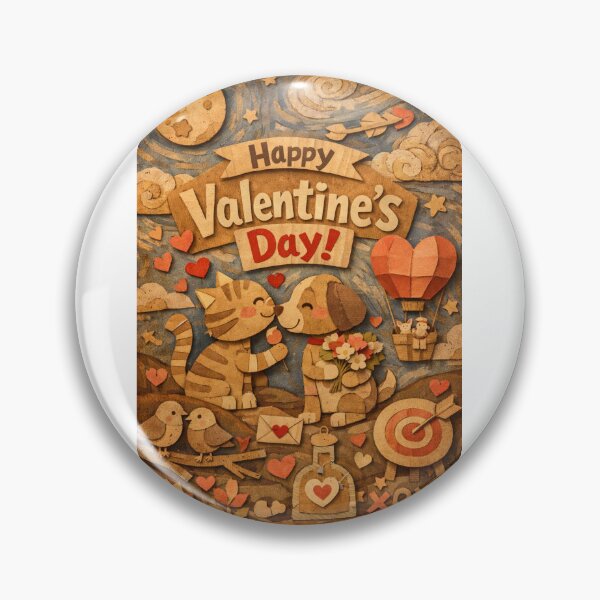 Item preview, Romantic Hot Air Balloon Valentine with Moonlit Cat and Dog Couple designed and sold by Aryabek.