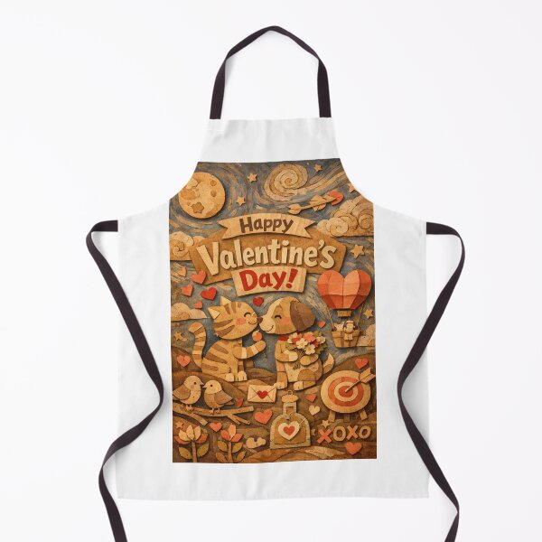 Item preview, Romantic Hot Air Balloon Valentine with Moonlit Cat and Dog Couple designed and sold by Aryabek.