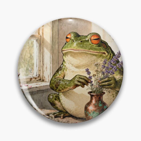Item preview, Frog Flower Arranging - Cottagecore Vintage Art designed and sold by PictorialWhimsy.