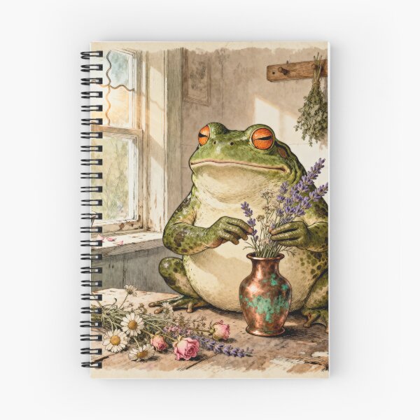 Item preview, Frog Flower Arranging - Cottagecore Vintage Art designed and sold by PictorialWhimsy.
