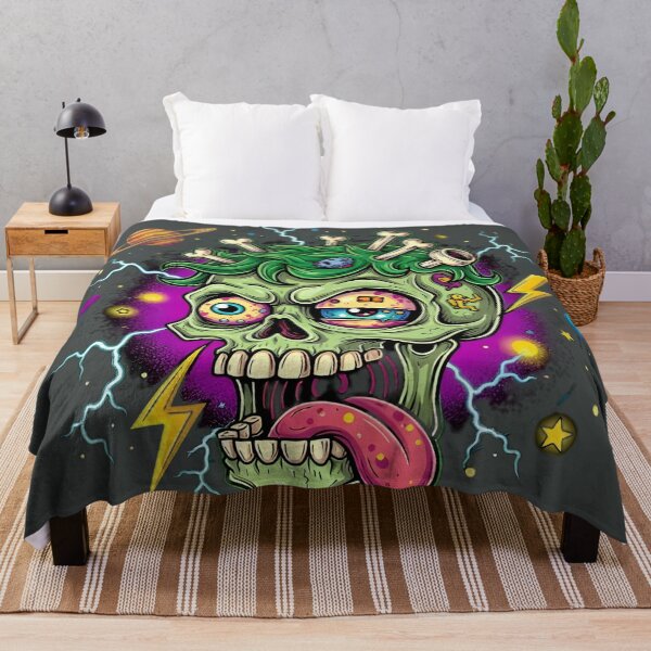 Item preview, Psychedelic Cartoon Skull with Cosmic Elements and Vibrant Colors designed and sold by mitdz shop.
