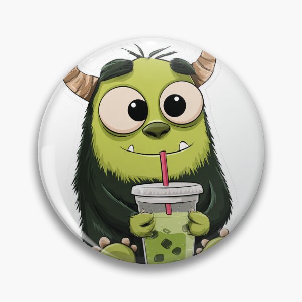 Item preview, Cute Monster Drinking Matcha – Cozy Kawaii Illustration designed and sold by MirAgency.