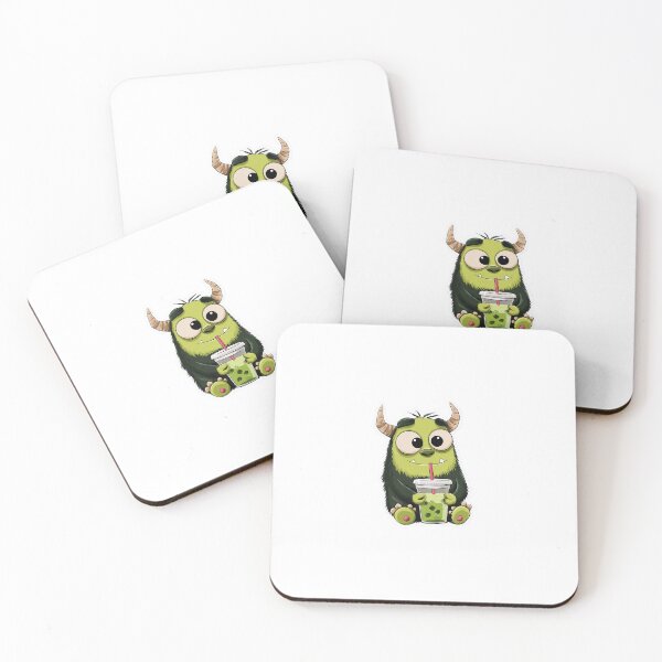 Item preview, Cute Monster Drinking Matcha – Cozy Kawaii Illustration designed and sold by MirAgency.