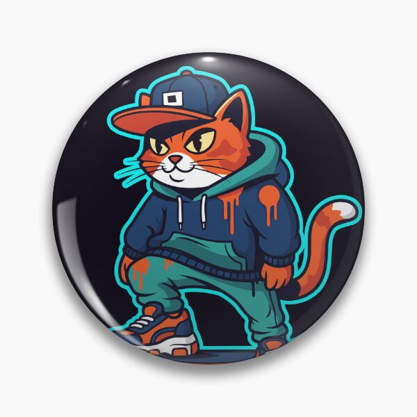 Item preview,  Orange Skateboard Cat in Graffiti Style designed and sold by Junasaji.