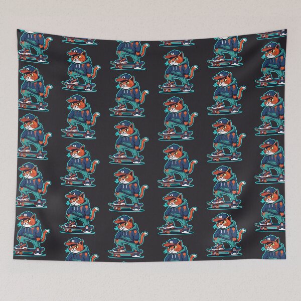 Item preview,  Orange Skateboard Cat in Graffiti Style designed and sold by Junasaji.