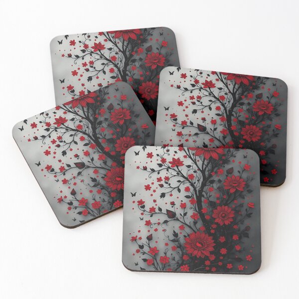 Item preview, Vibrant Red Floral Garden Dark Aesthetic Art designed and sold by Fern & Fable.