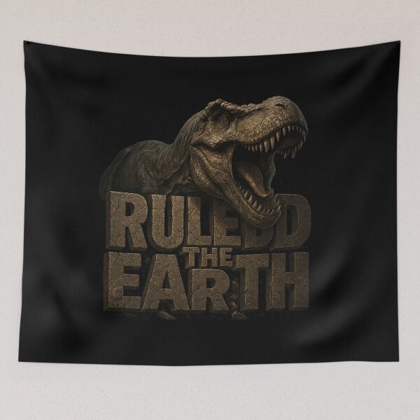 Item preview, Tyrannosaurus Rex Roaring - “Ruled the Earth” Stone Typography Design designed and sold by MKreative Studio.