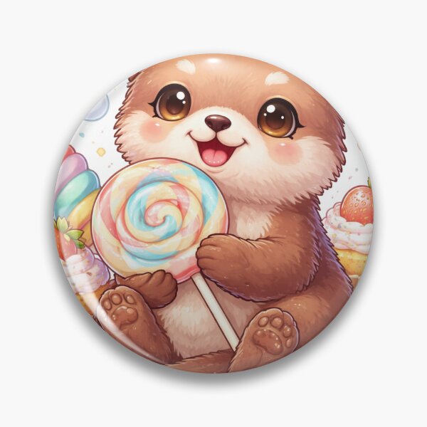 Aperçu de l'œuvre Bébé loutre mignon avec une sucette | Art animalier kawaii créée et vendue par DrizzyV.