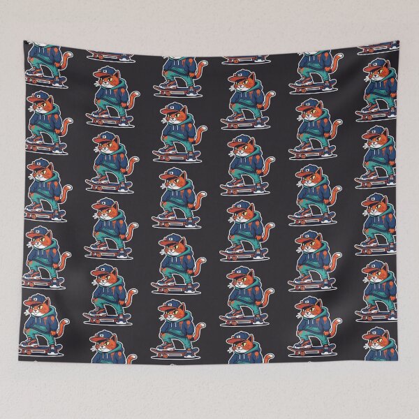 Item preview, Orange Skateboard Cat in Graffiti Design designed and sold by Junasaji.