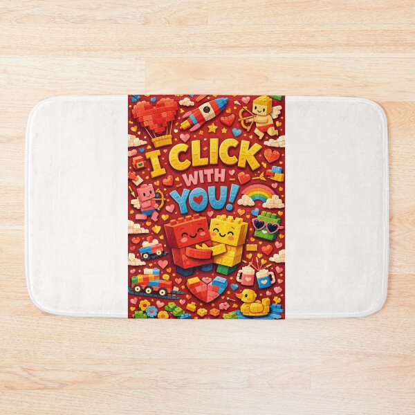 Item preview, I Click With You! Valentine's Day Block World with Cute Bricks, Rainbow, and Cupid designed and sold by Places On Earth.