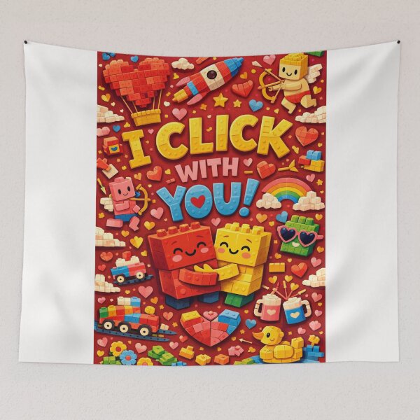Item preview, I Click With You! Valentine's Day Block World with Cute Bricks, Rainbow, and Cupid designed and sold by Places On Earth.