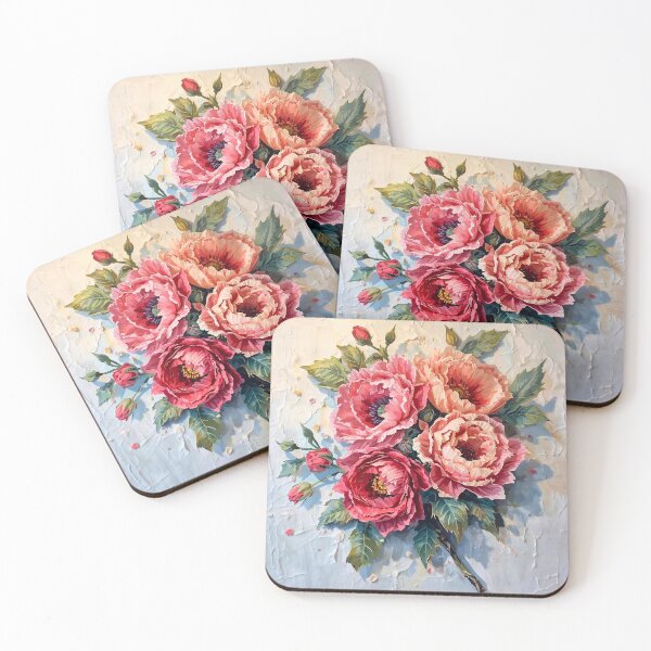 Item preview, Blush Radiance: Modern Abstract Impasto Pink and Coral Peony Floral Art designed and sold by Cozyartsss.