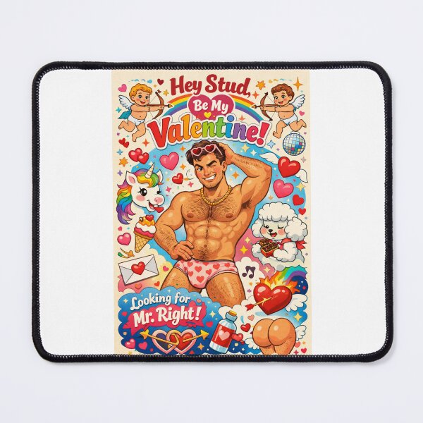 Item preview, Hey Stud, Be My Valentine! Playful Gay Cupid Scene with Unicorn and Heart Briefs designed and sold by Places On Earth.