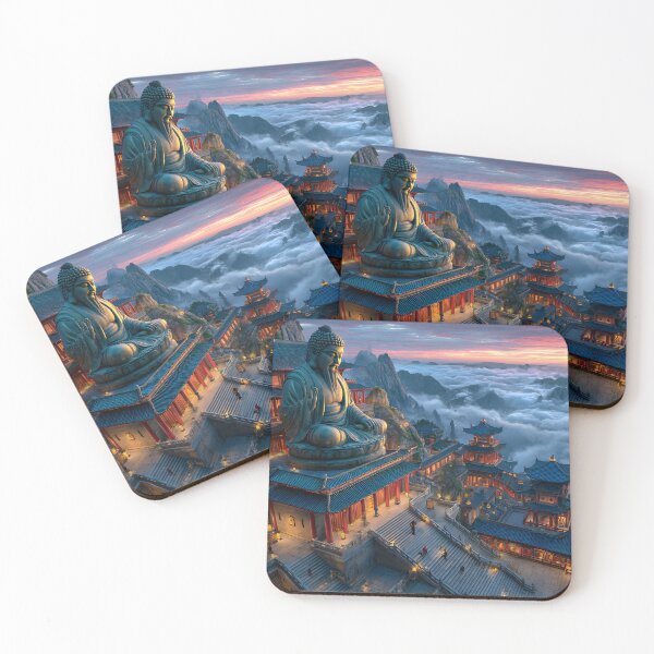 Item preview, Majestic Buddha Amidst Misty Mountain Landscape designed and sold by Artessie.