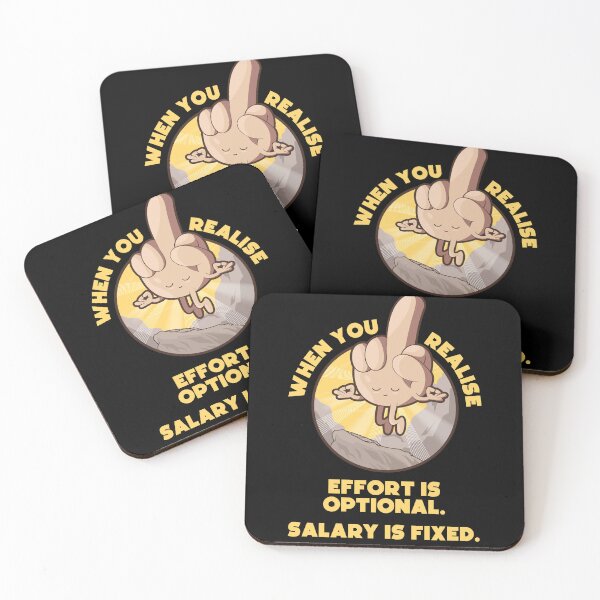 Item preview, Meditating swearing middle finger enlightenment – “When you realise effort is optional, salary is fixed” (UK spelling on dark colors) designed and sold by messy-nessie.