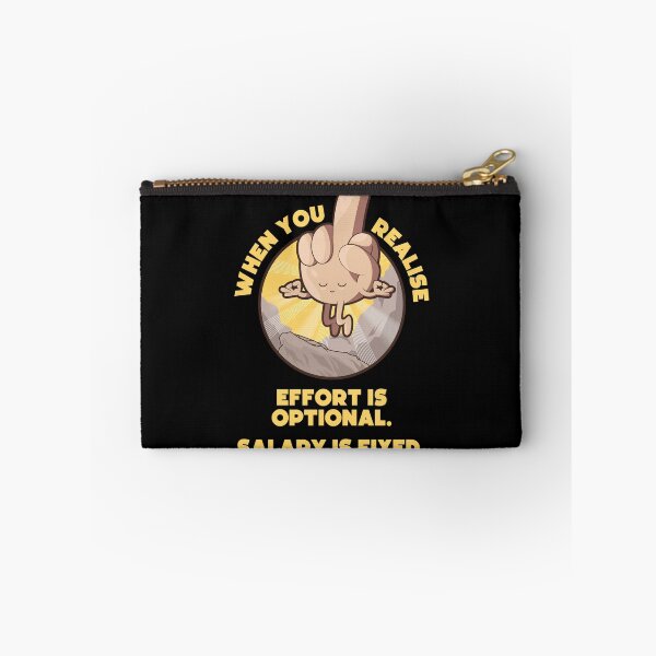 Item preview, Meditating swearing middle finger enlightenment – “When you realise effort is optional, salary is fixed” (UK spelling on dark colors) designed and sold by messy-nessie.