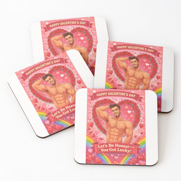 Item preview, Let’s Be Honest—You Got Lucky! Cheeky Gay Valentine’s Greeting with Rainbow and Roses designed and sold by Places On Earth.
