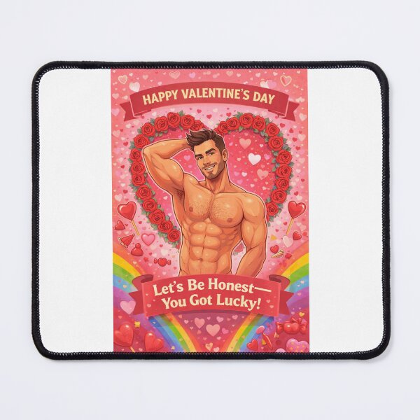 Item preview, Let’s Be Honest—You Got Lucky! Cheeky Gay Valentine’s Greeting with Rainbow and Roses designed and sold by Places On Earth.