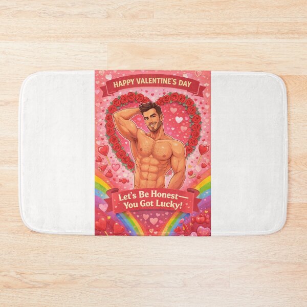 Item preview, Let’s Be Honest—You Got Lucky! Cheeky Gay Valentine’s Greeting with Rainbow and Roses designed and sold by Places On Earth.
