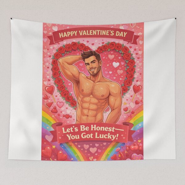 Item preview, Let’s Be Honest—You Got Lucky! Cheeky Gay Valentine’s Greeting with Rainbow and Roses designed and sold by Places On Earth.