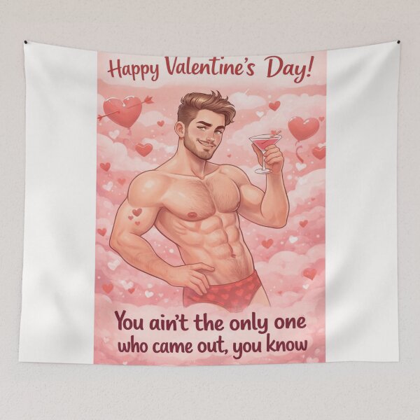 Item preview, You Ain’t the Only One Who Came Out! Playful Gay Valentine with Martini and Clouds designed and sold by Places On Earth.